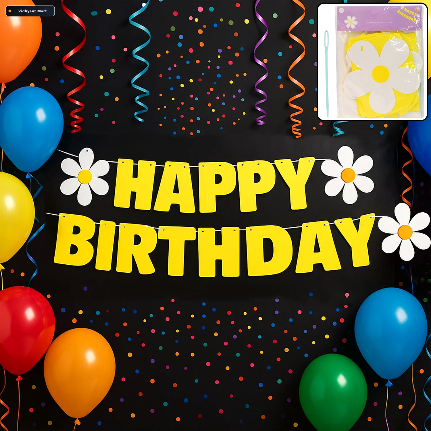 Vidhyant Mart Birthday Banner Set Vibrant Floral Party Decoratio 1
