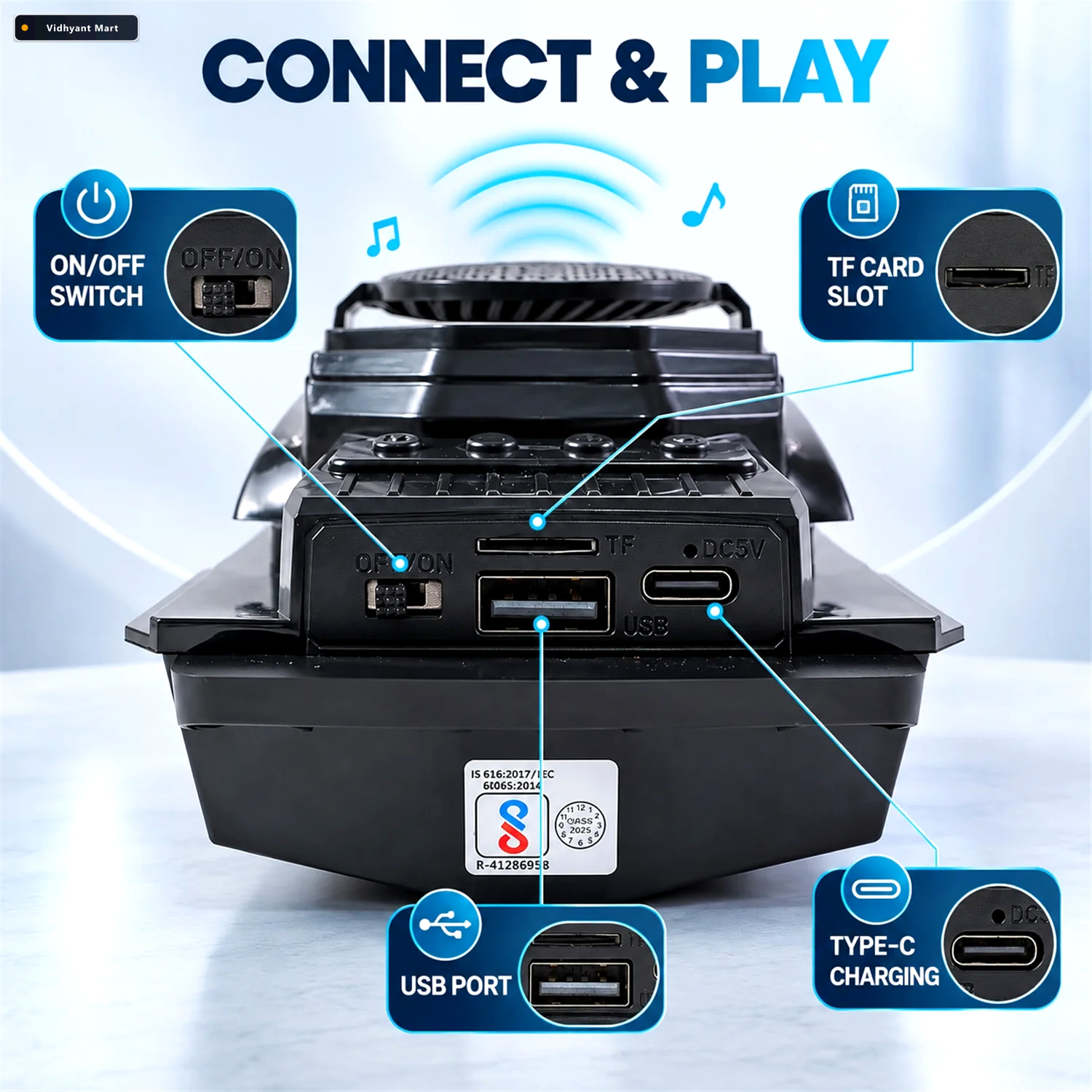 Vidhyant Mart Bis Certified Boat Shape Wireless Bluetooth Speake 3