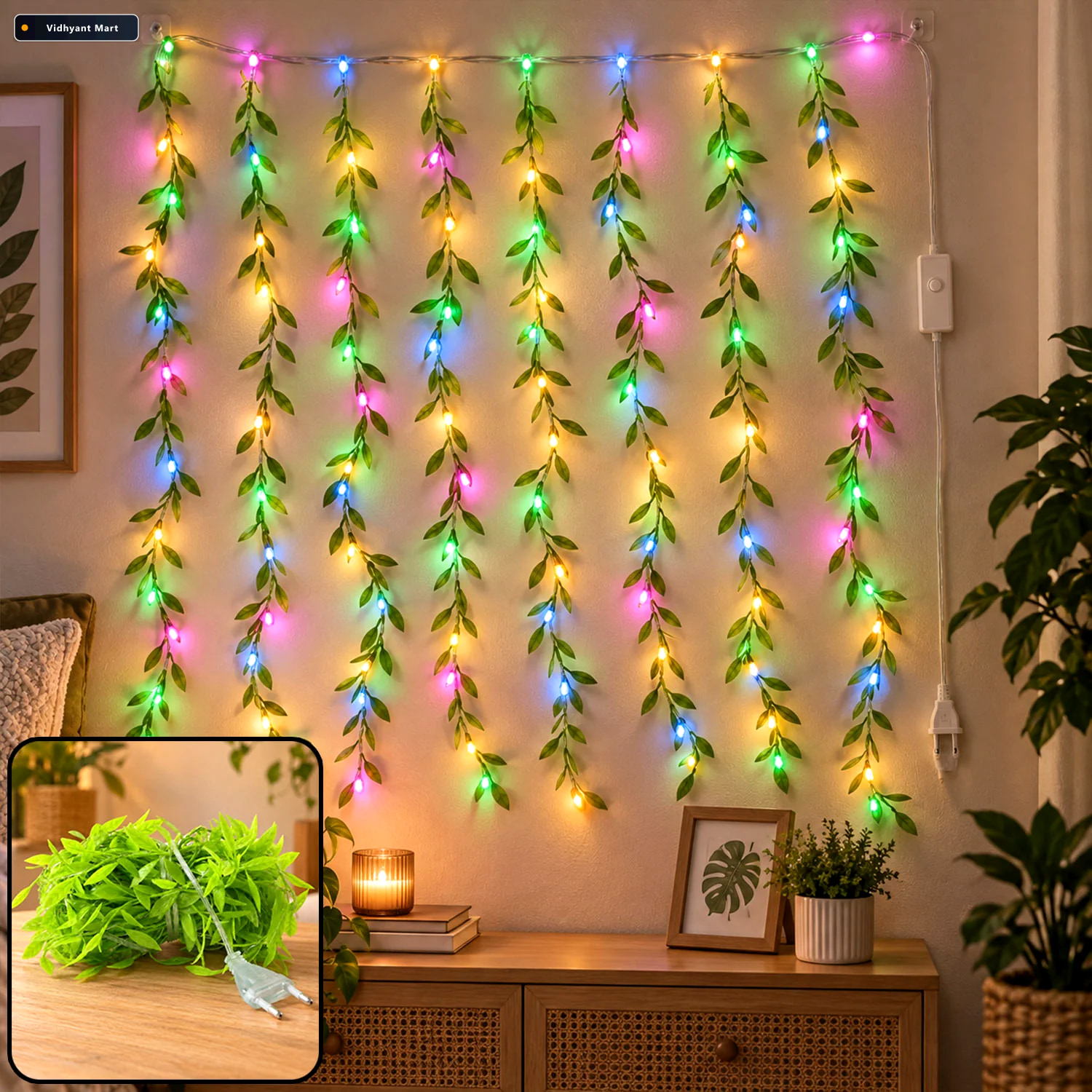 Vidhyant Mart Bis Certified Decorative Leaf Led Curtain Light Wi 2