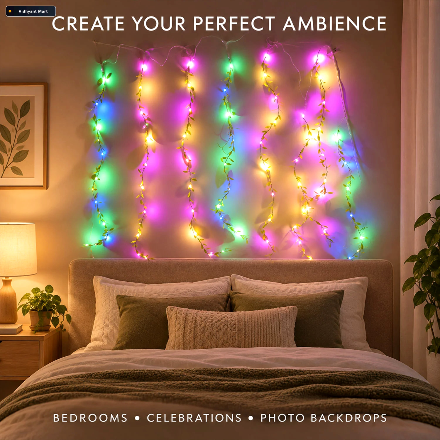 Vidhyant Mart Bis Certified Decorative Leaf Led Curtain Light Wi 3