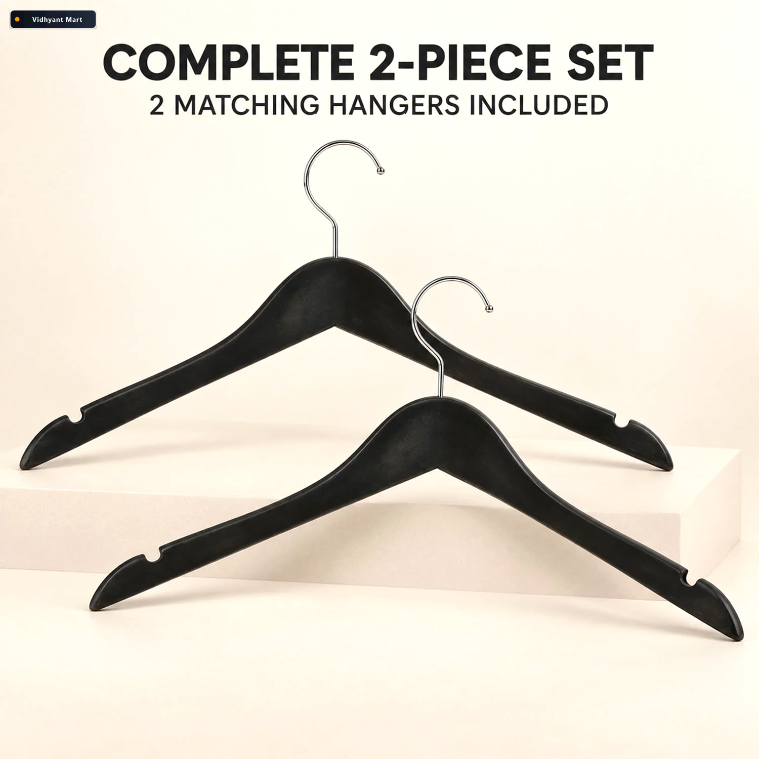 Vidhyant Mart Black Clothes Hangers With Swivel Hook For Shirts 3