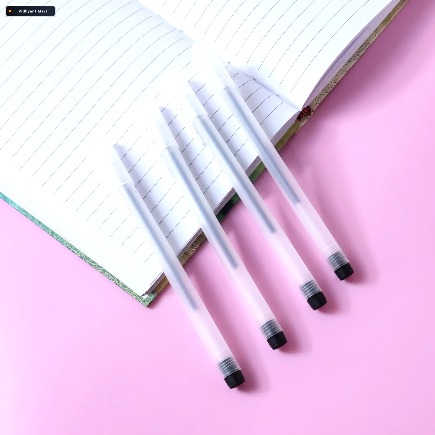 Vidhyant Mart Black Gel Pens Set Of 6 Transparent Smooth Writing 4