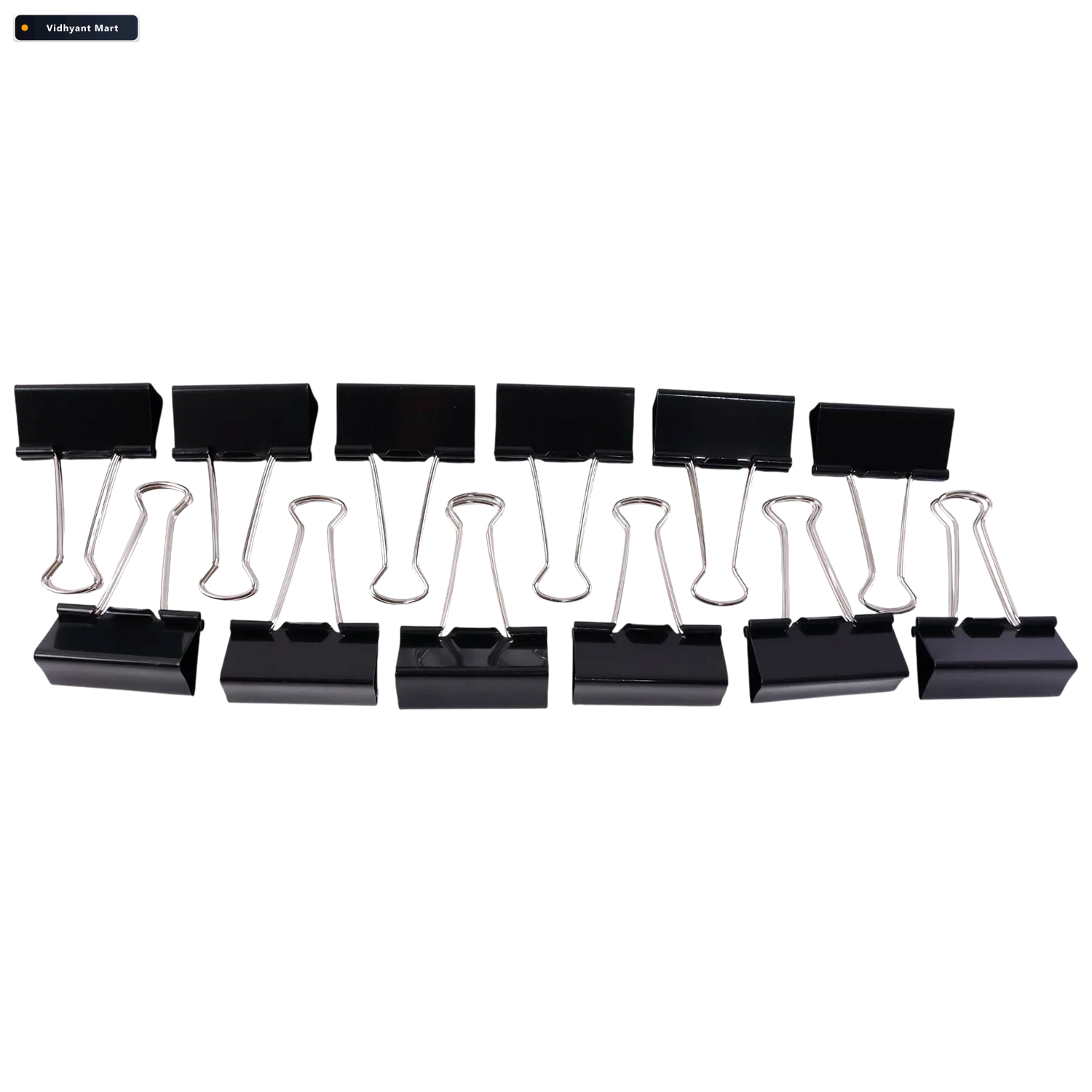 Vidhyant Mart Black Metal Binder Clips Strong 15mm Paper Holders 4