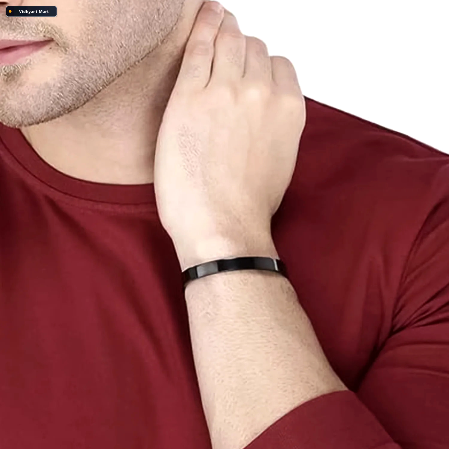 Vidhyant Mart Black Plated Stainless Steel Mens Kada Stylish Dur 3