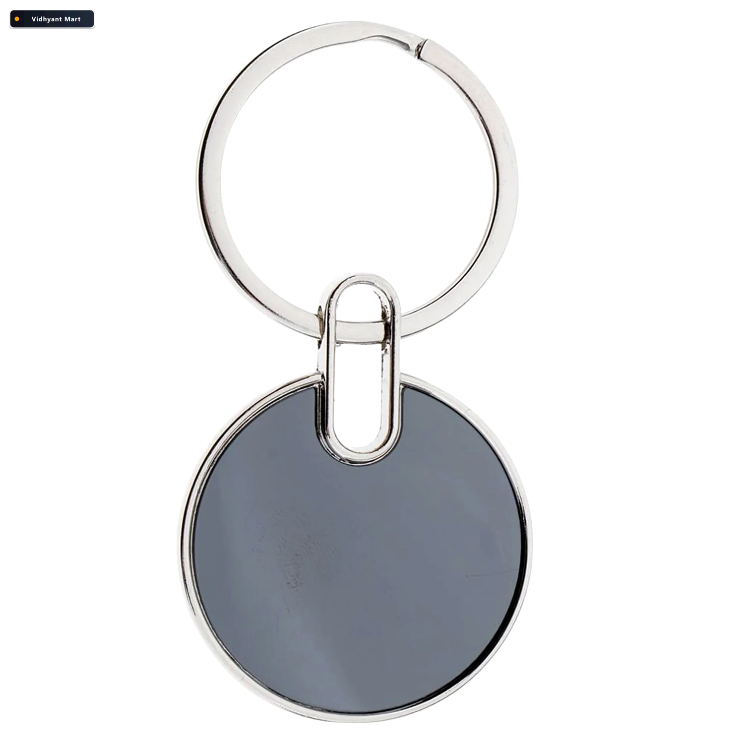 Vidhyant Mart Black Round Metal Keychain Durable Minimalist Key 4