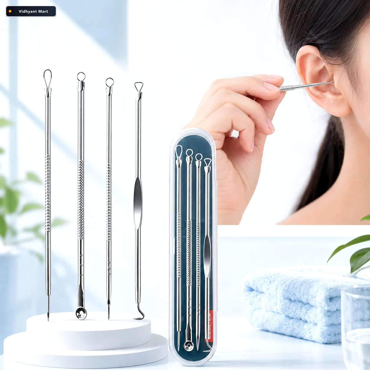 Vidhyant Mart Blackhead Remover Tool 4 In 1 Stainless Steel Extr 1