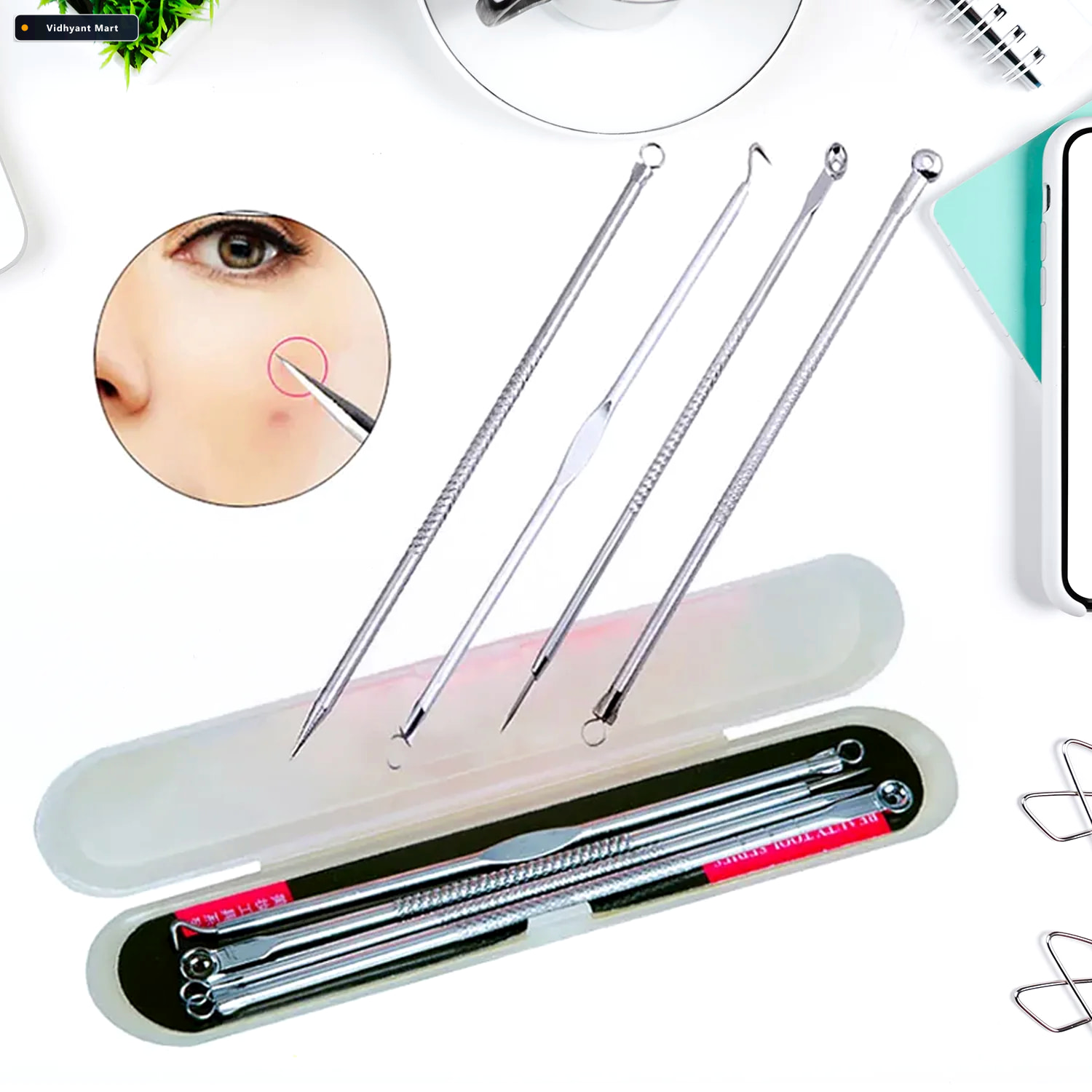 Vidhyant Mart Blackhead Remover Tool 4 In 1 Stainless Steel Extr 2