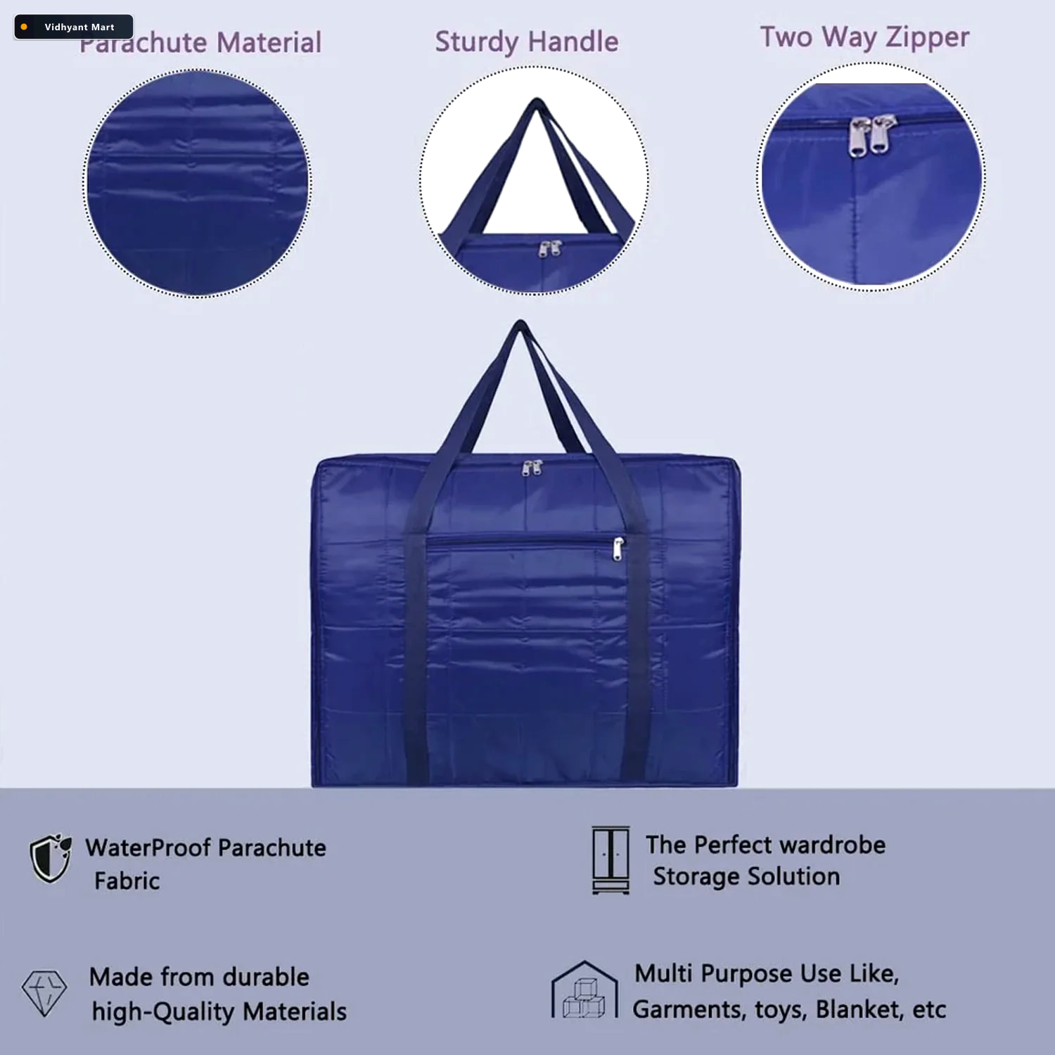 Vidhyant Mart Blanket Storage Bag Large 60x47x33 Cm Organizer 3