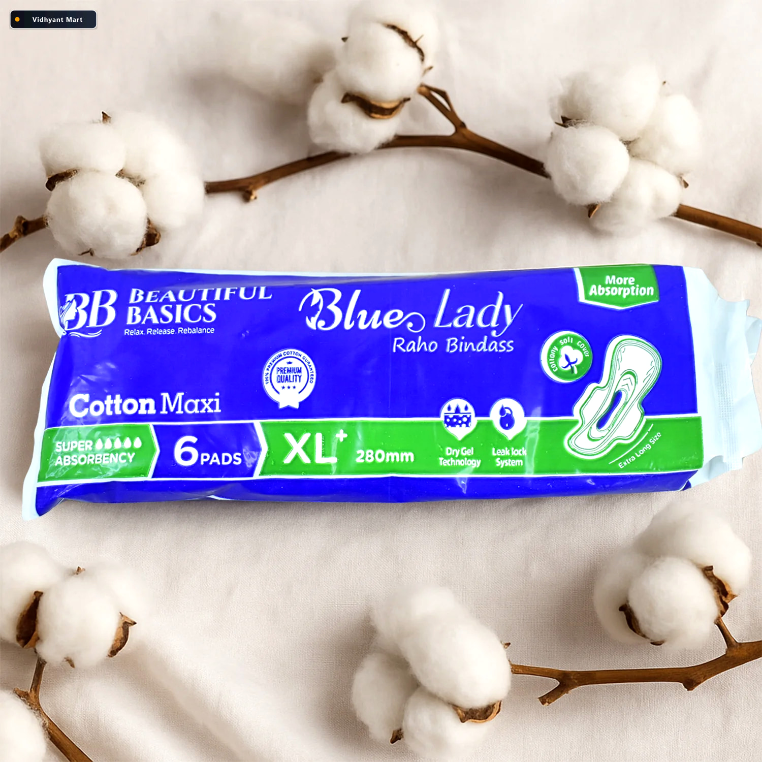 Vidhyant Mart Blue Lady Xl Sanitary Pads 280mm Heavy Flow Protec 2