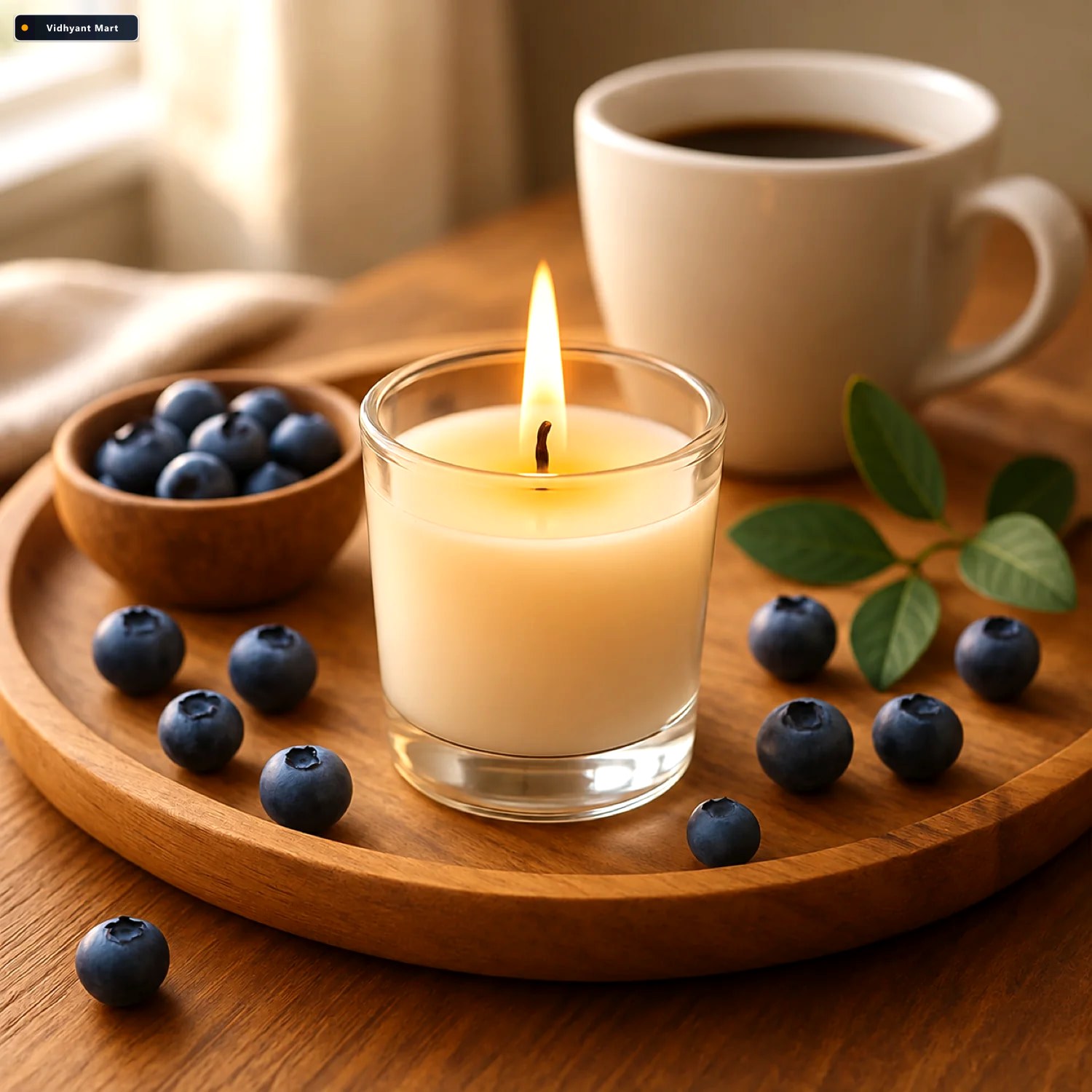 Vidhyant Mart Blueberry Scented Candle Soy Blend Votive In Glass 1
