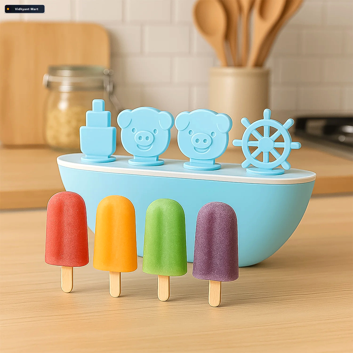 Vidhyant Mart Boat Shaped Ice Cream Mould For Kids With Piggy Wh 2