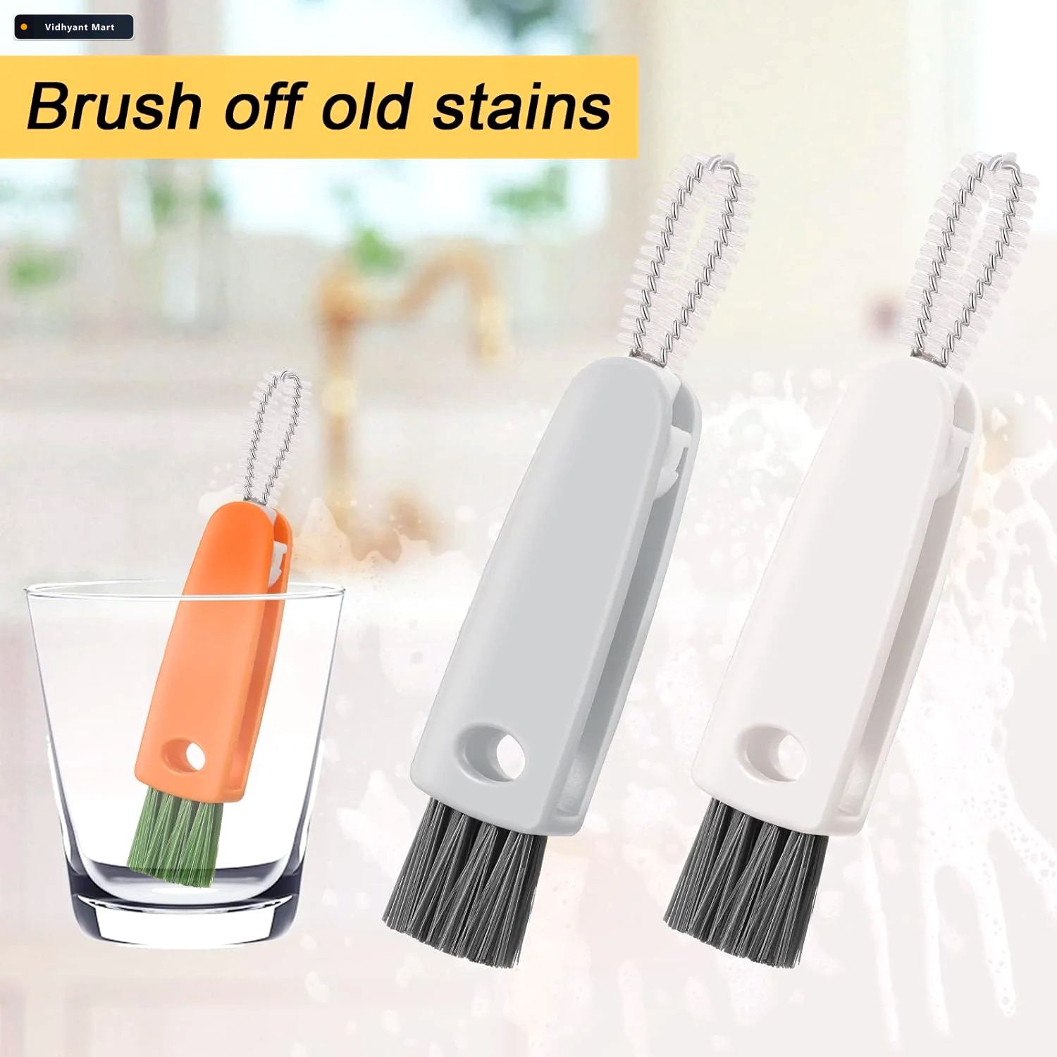 Vidhyant Mart Bottle Cleaning Brush 3 In 1 Multifunctional Spark 4