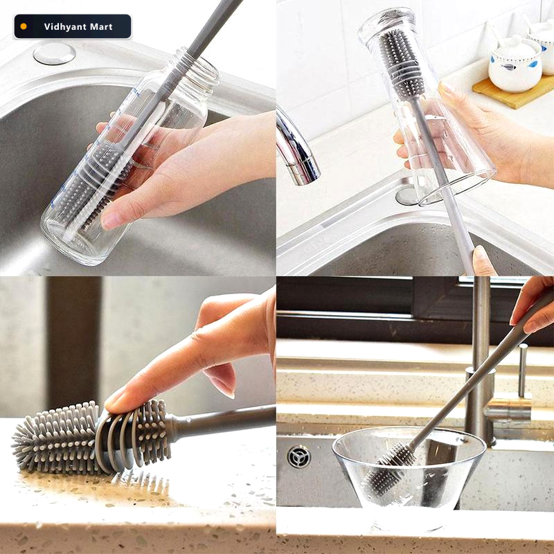 Vidhyant Mart Bottle Cleaning Brush Long Handle Silicone For Nar 3
