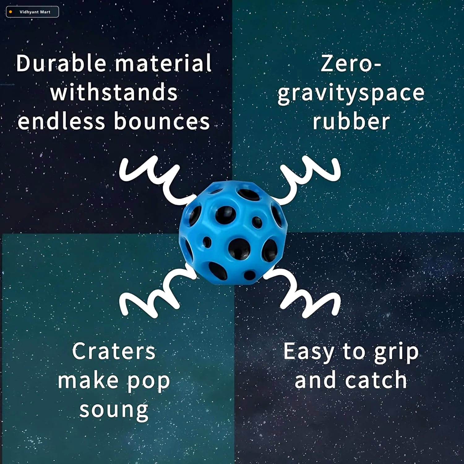Vidhyant Mart Bouncy Ball For Kids High Bounce Moon Crater Toy P 2