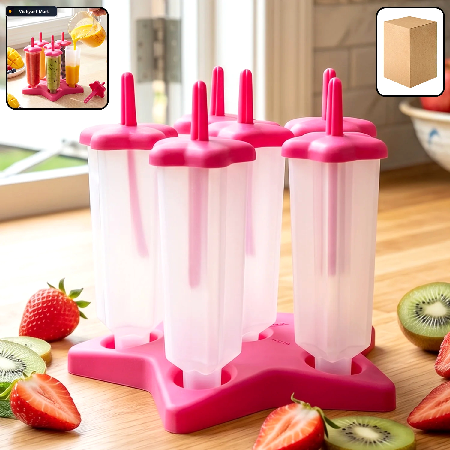 Vidhyant Mart Bpa Free Plastic Ice Cream Molds Set Of 6 With Lid 1