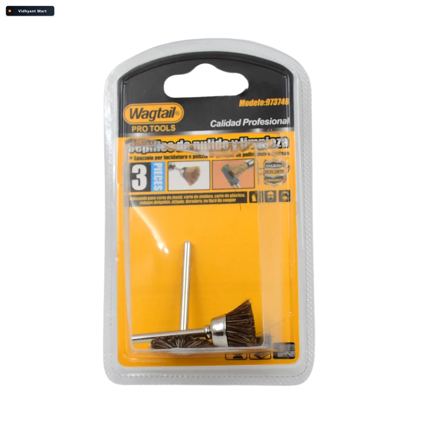 Vidhyant Mart Brass Wire Wheels 3 Pc Rust Metal Cleaning Set Too 4