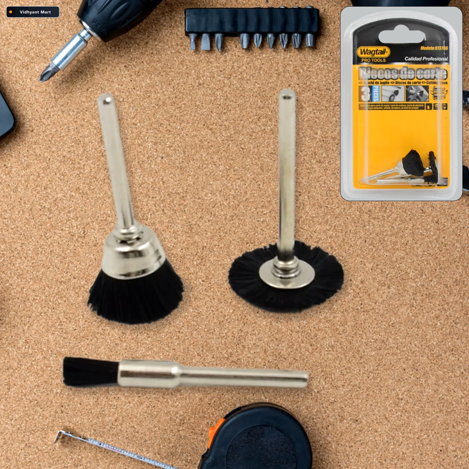 Vidhyant Mart Brass Wire Wheels 3 Pc Rust Removal Tool Set Toolm 2