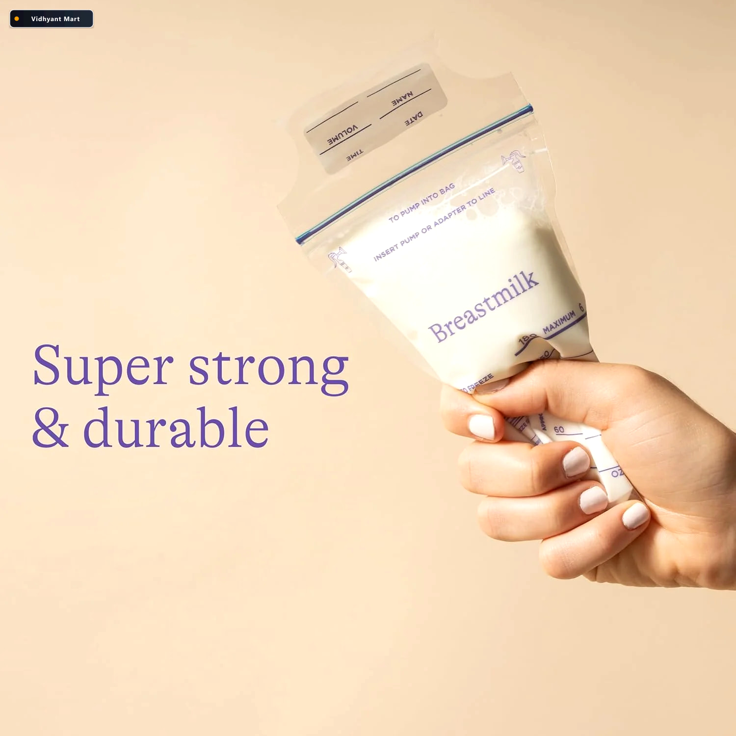 Vidhyant Mart Breastmilk Storage Bags Double Zipper Seal 60 Pcs 3
