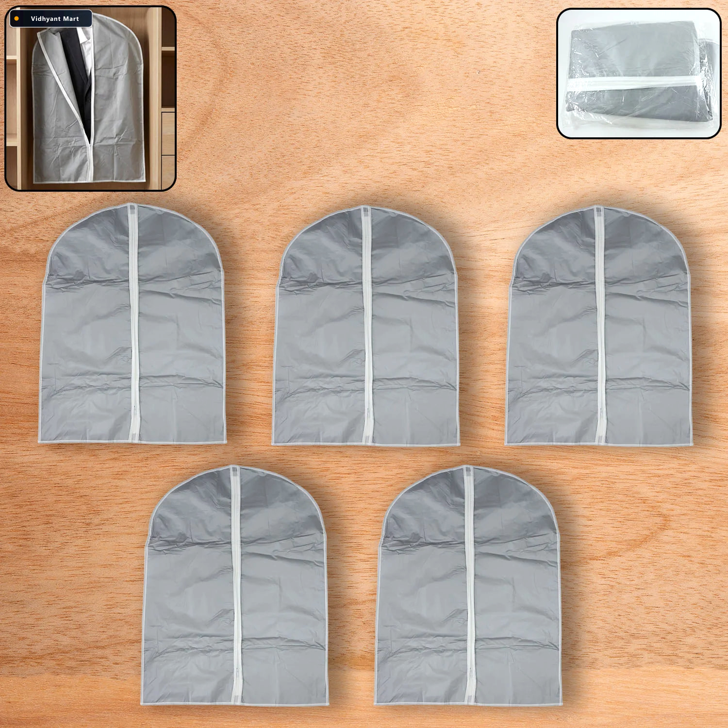 Vidhyant Mart Breathable Garment Cover Set 5 Pack For Dust Free 3