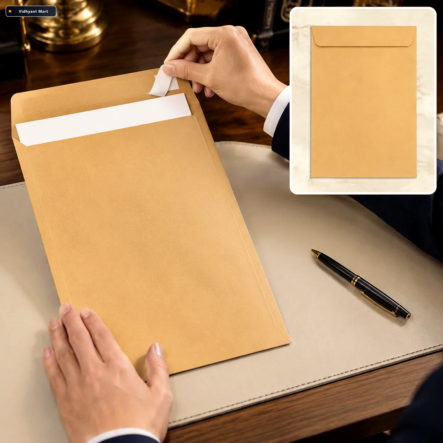 Vidhyant Mart Brown Kraft Envelopes Self Seal For Invitations Of 1