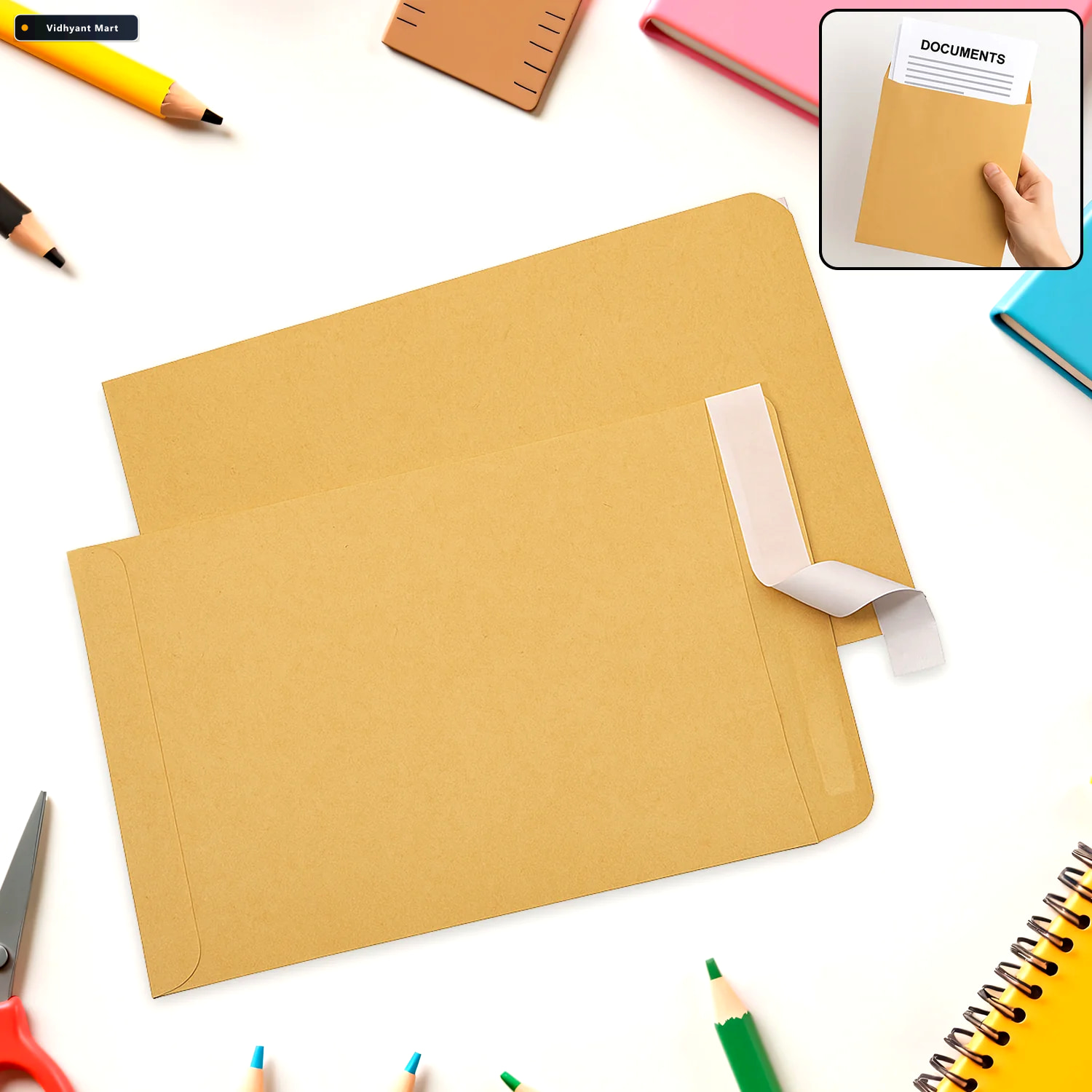 Vidhyant Mart Brown Kraft Envelopes Self Seal For Invitations Of 2