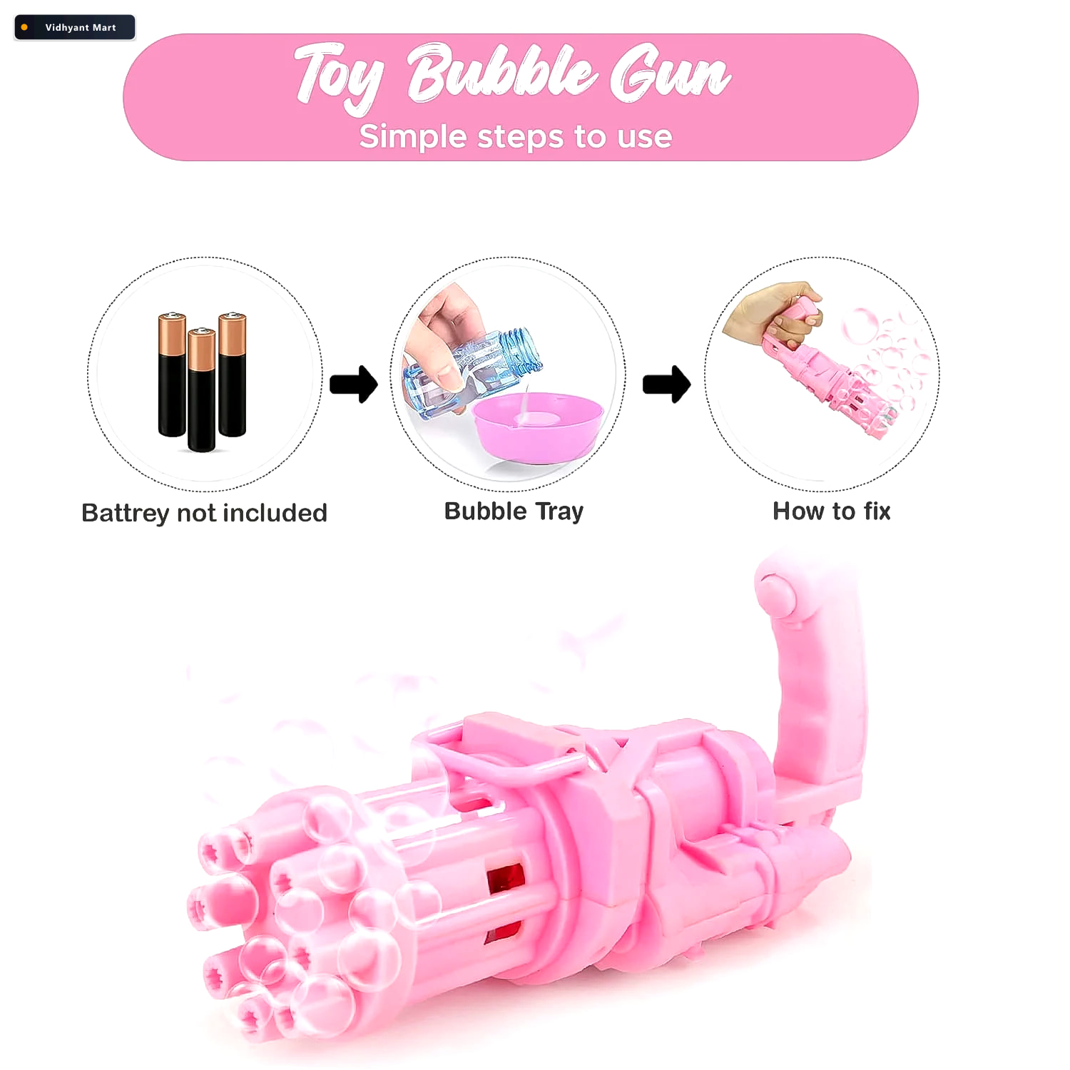 Vidhyant Mart Bubble Gun Toy 8 Hole Automatic Bubble Maker Play 3