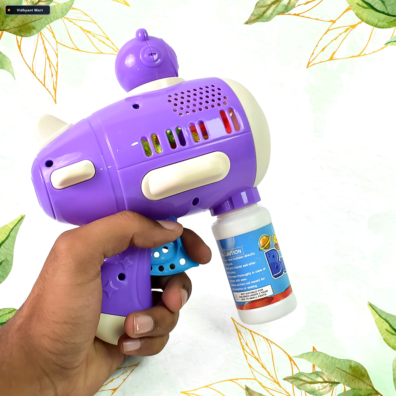 Vidhyant Mart Bubble Gun Toy Automatic Led Leak Proof Fun For Ki 3