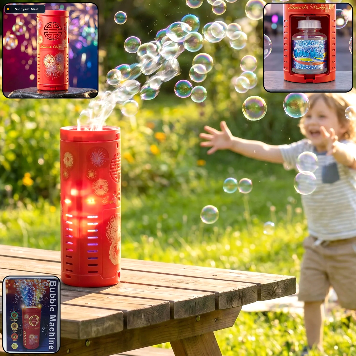 Vidhyant Mart Bubble Machine Toy Portable Led Bubble Blower For 2