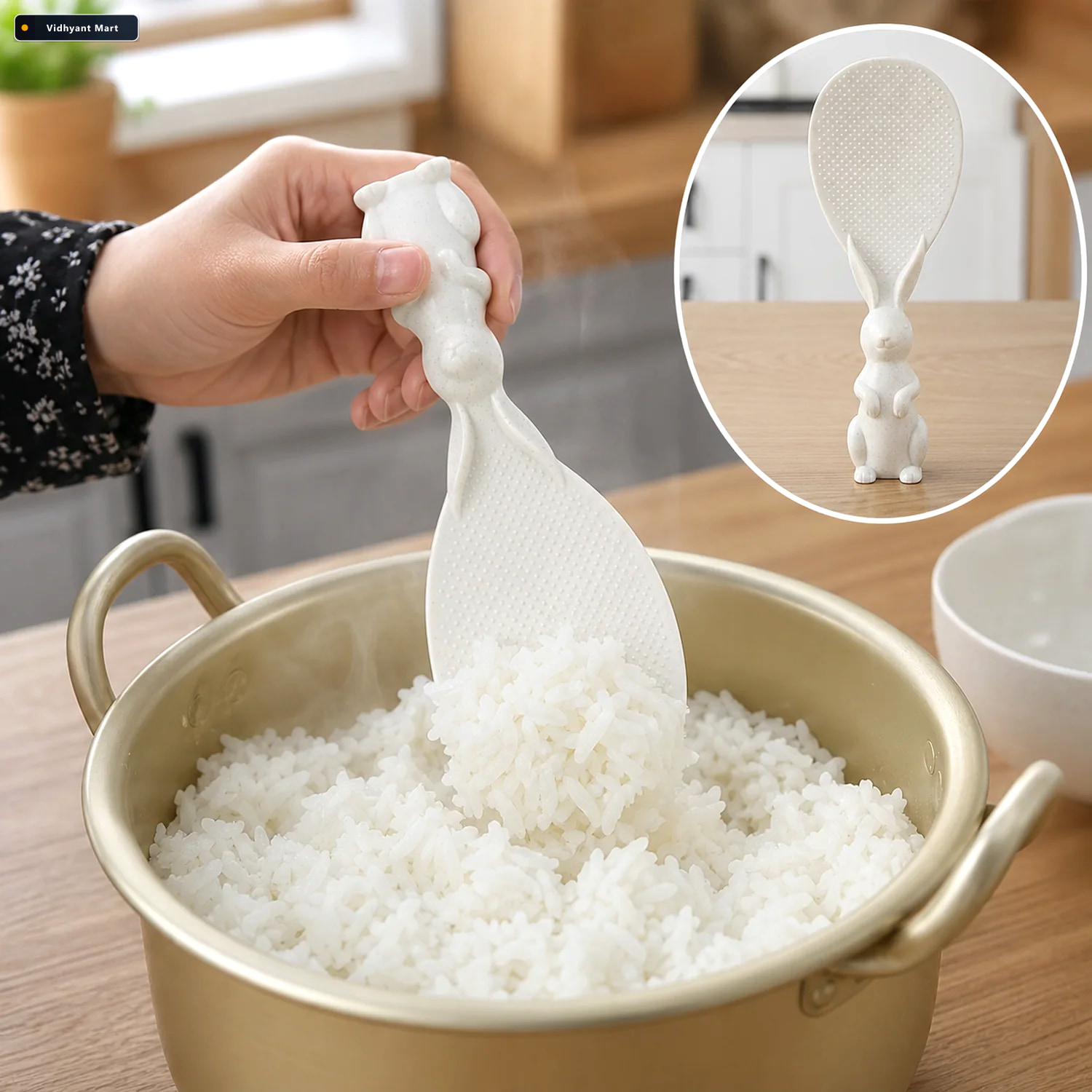Vidhyant Mart Bunny Handle Rice Serving Spoon Non Stick Ergonomi 1