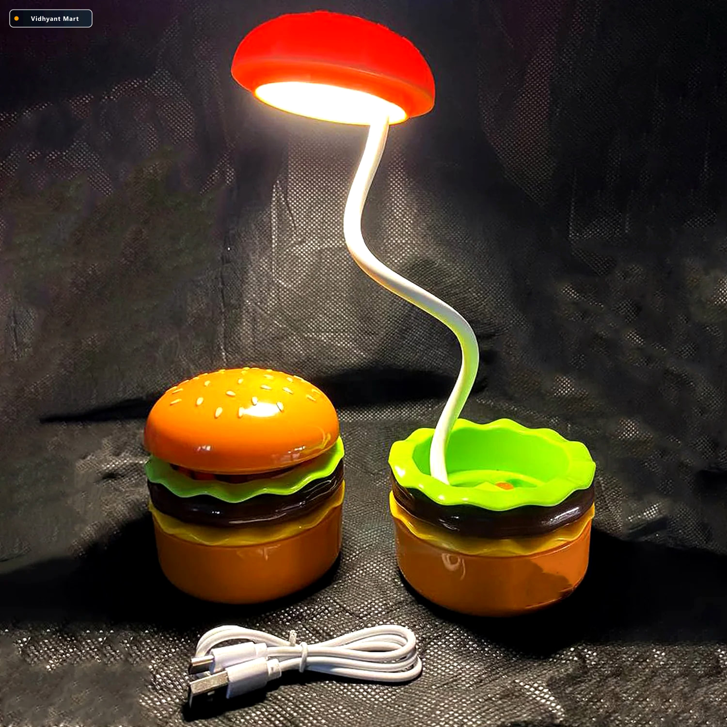 Vidhyant Mart Burger Shape Folding Led Lamp For Home Decor Cute 3