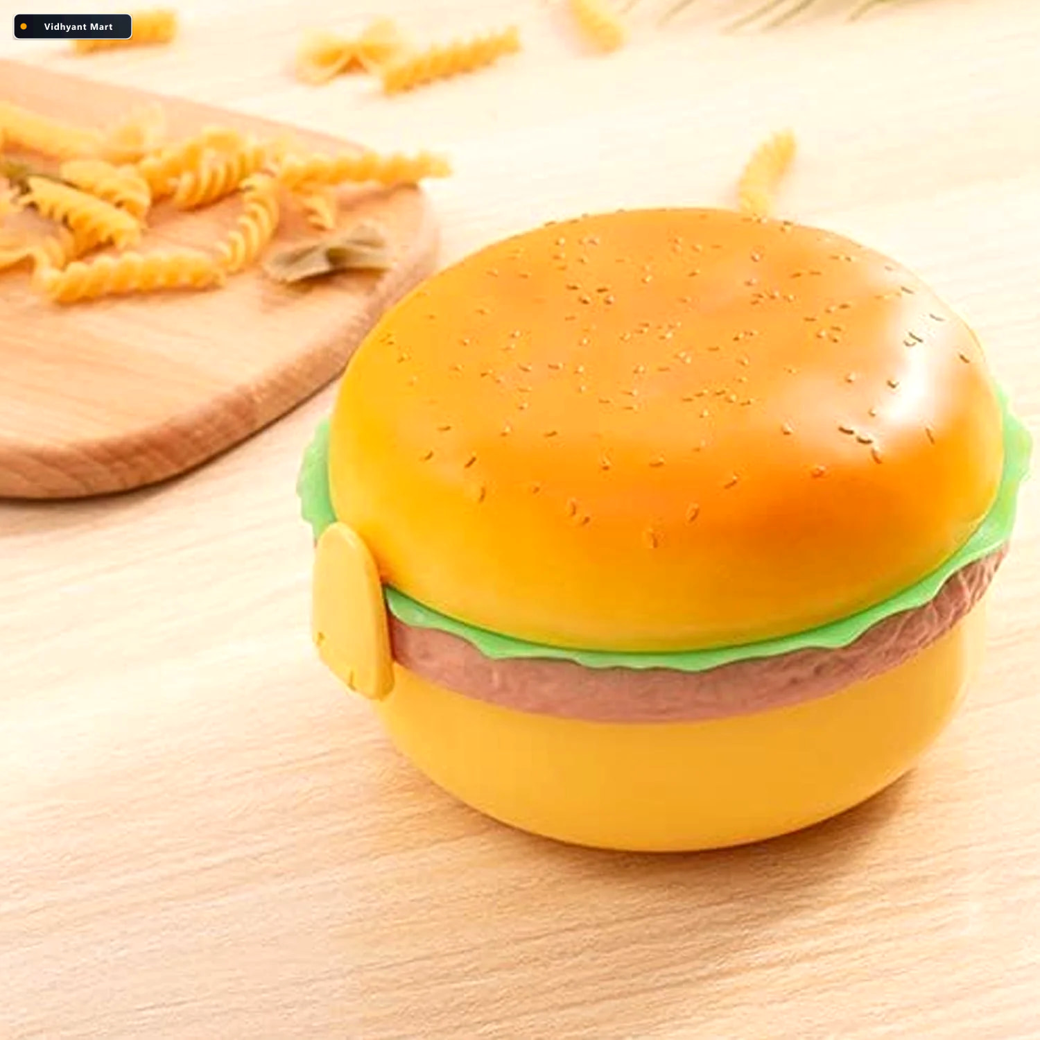 Vidhyant Mart Burger Shape Lunch Box Double Layer 1000ml For Kid 3
