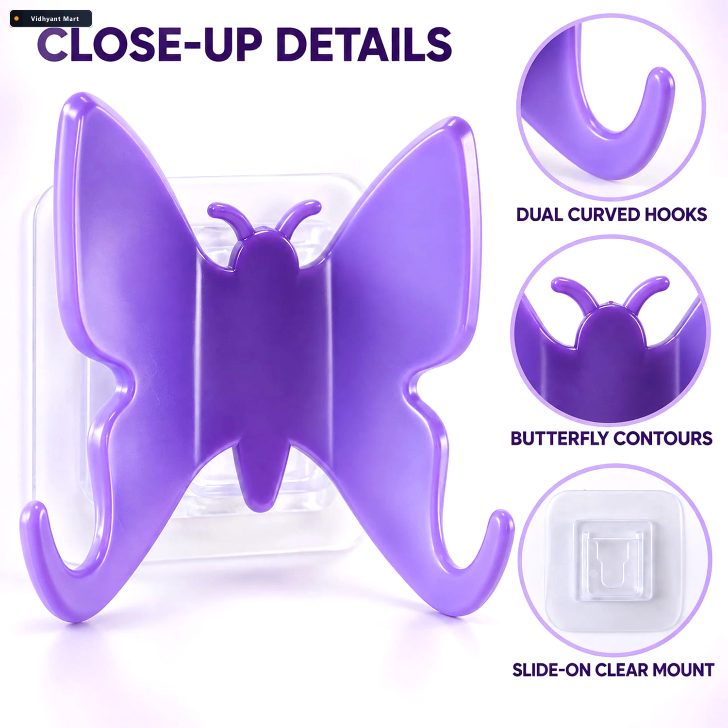 Vidhyant Mart Butterfly Adhesive Wall Hook For Office Cabin Hang 2