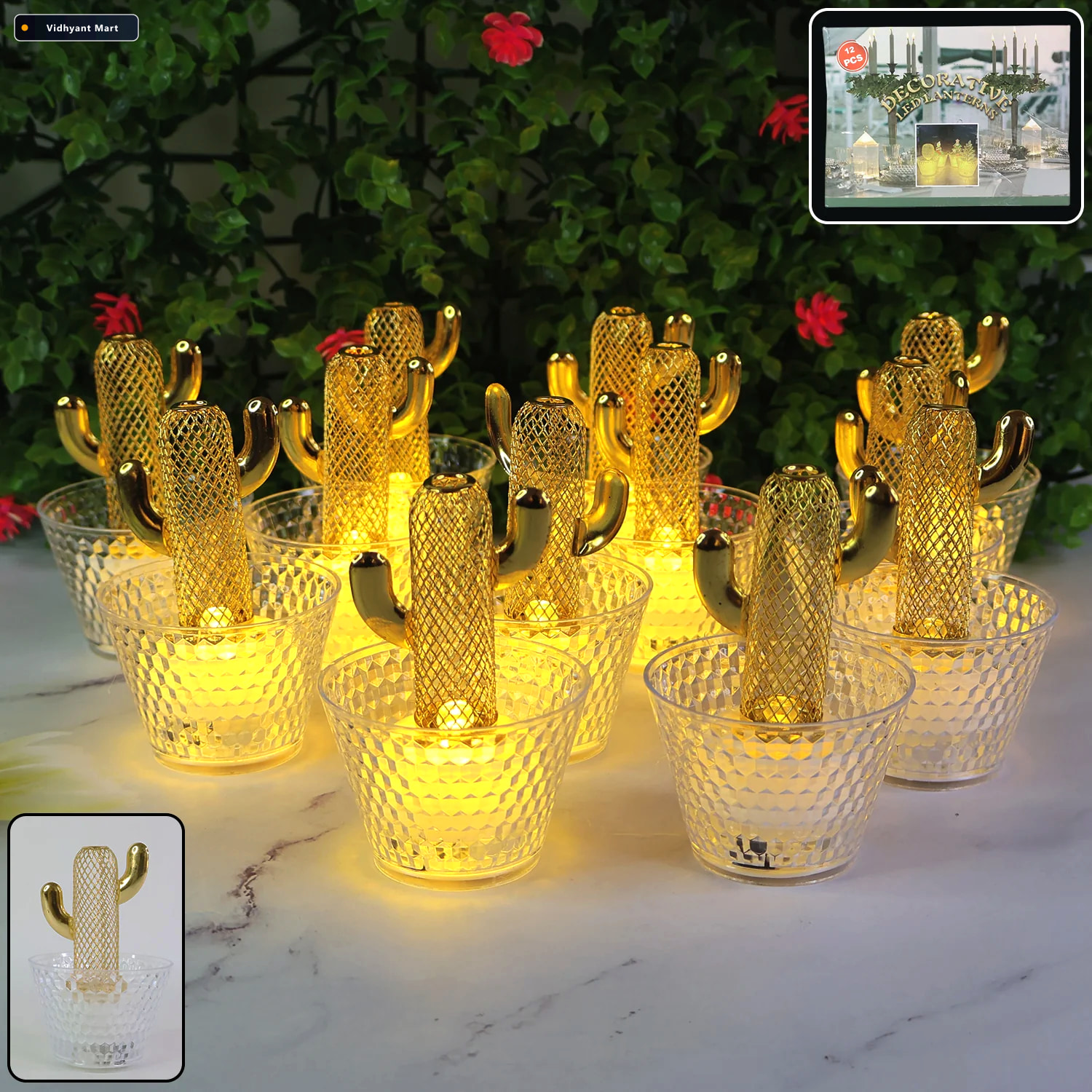 Vidhyant Mart Cactus Led Tealight Candles Unique Flameless Decor 1