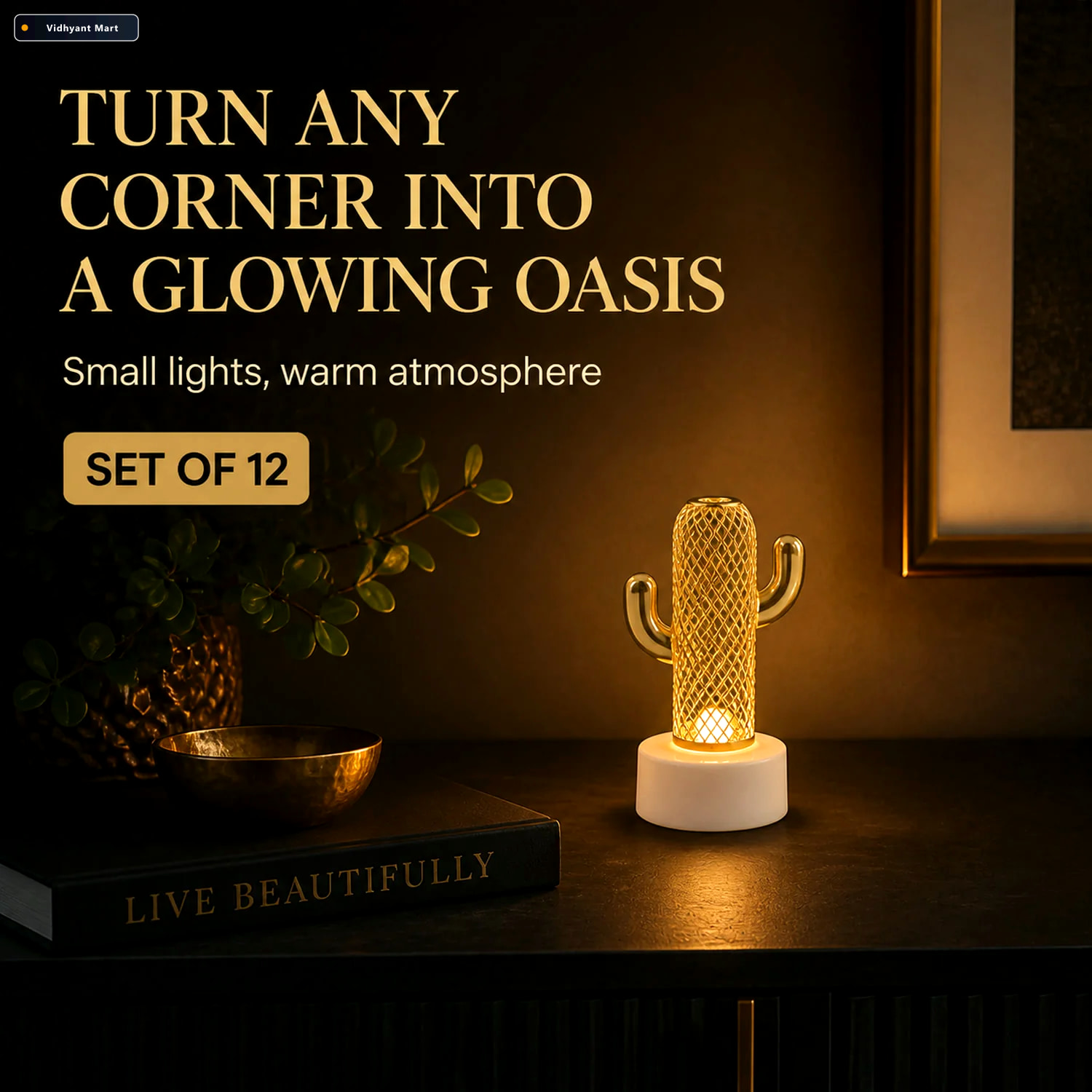 Vidhyant Mart Cactus Shaped Flameless Led Candles Set Of 12 Safe 2