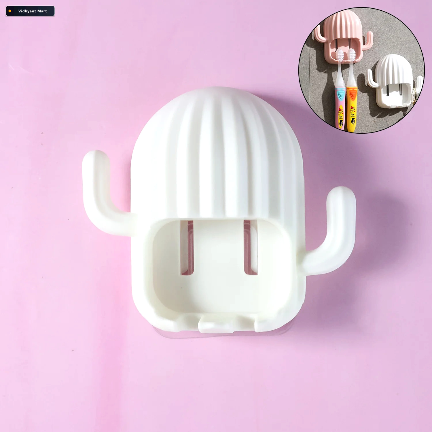 Vidhyant Mart Cactus Toothbrush Holder Wall Mounted With Dust Pr 2