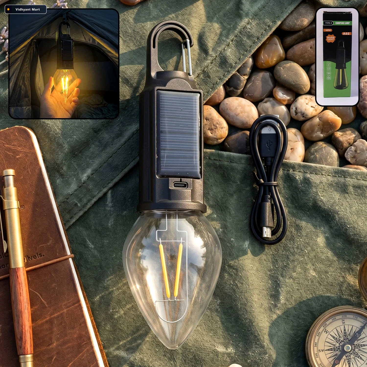 Vidhyant Mart Camping Lantern Eco Friendly Dual Charging With Wa 2