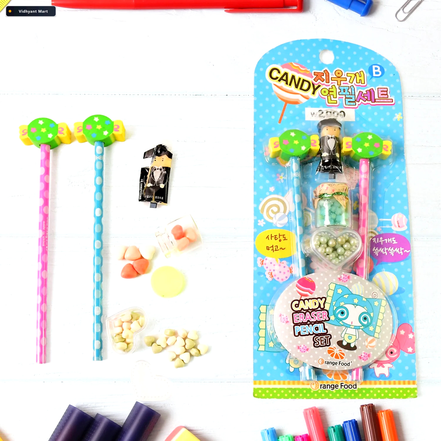 Vidhyant Mart Candy Themed Pencil Set Fun Kids Stationery Combo 1