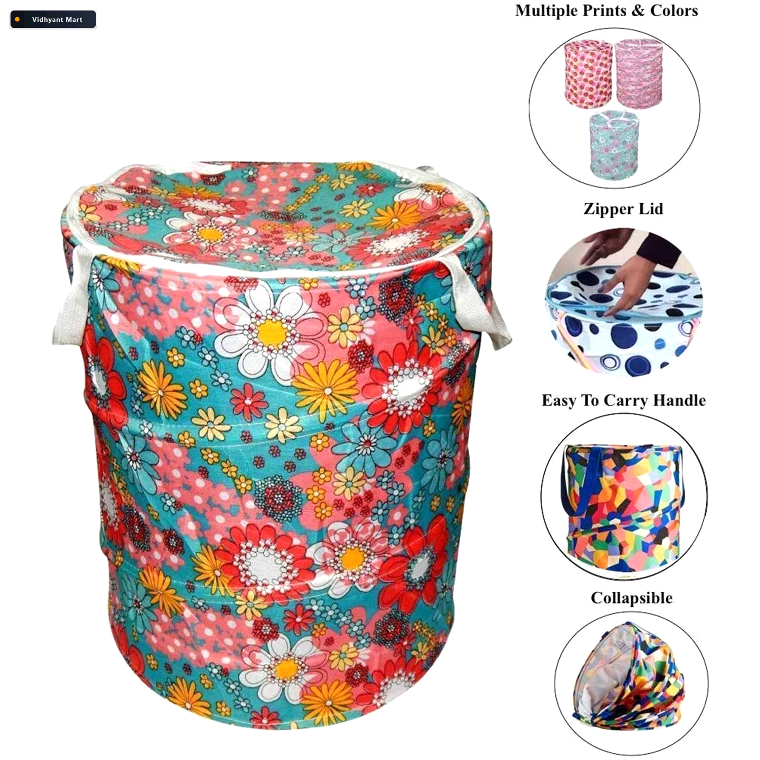 Vidhyant Mart Canvas Laundry Bag For Home Toy Storage Collapsibl 2