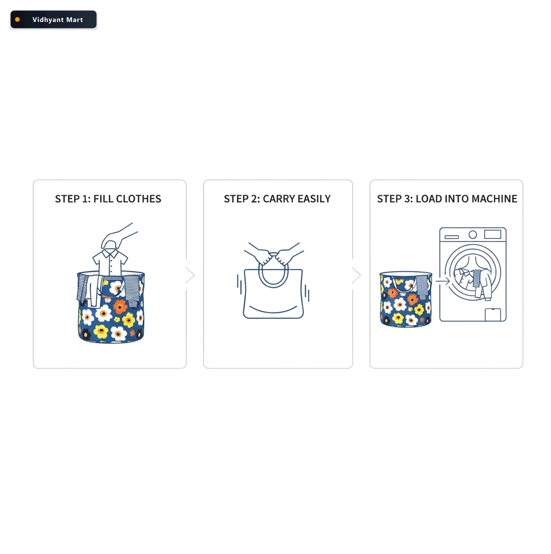 Vidhyant Mart Canvas Laundry Bag For Home Toy Storage Collapsibl 4