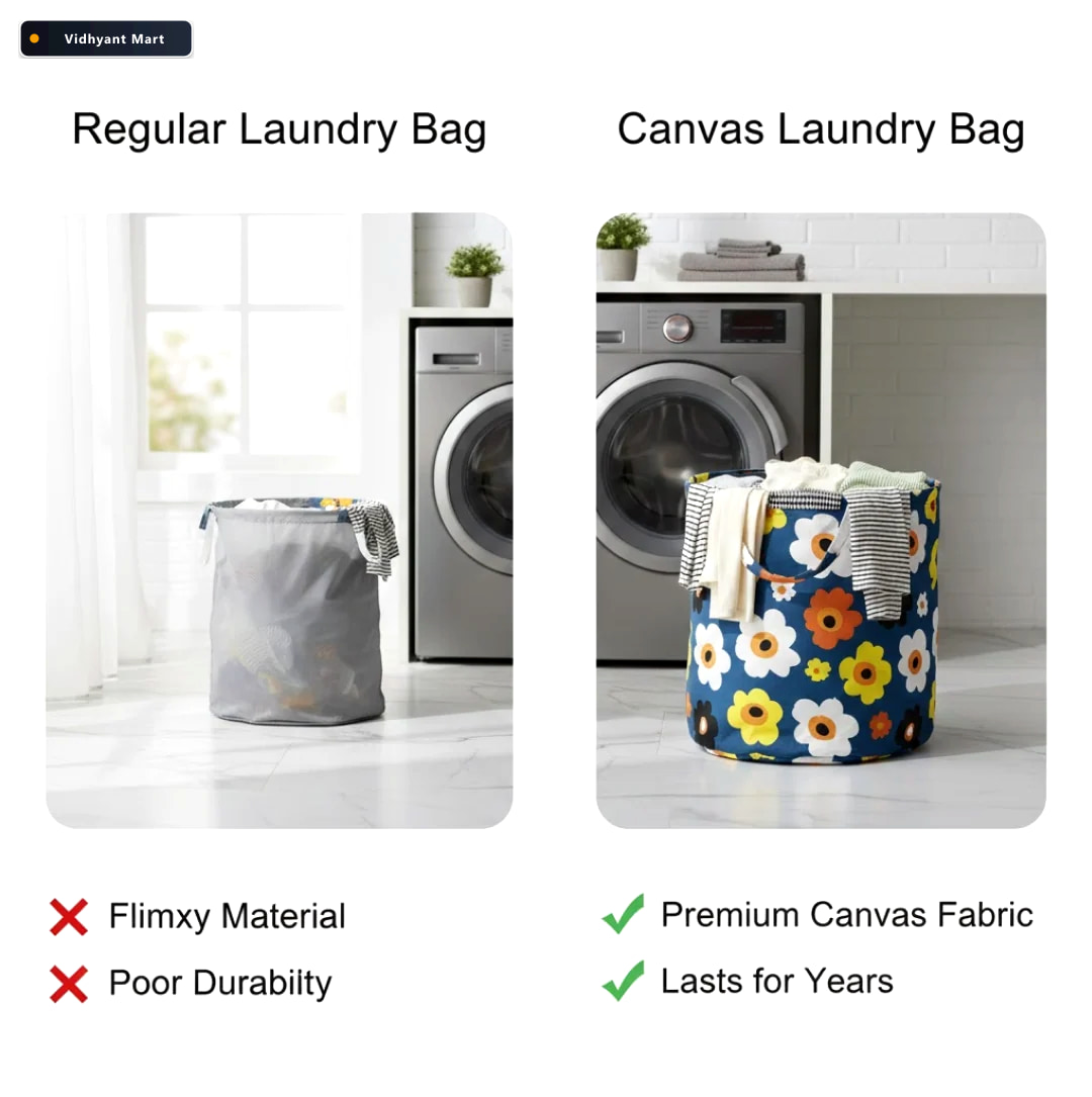 Vidhyant Mart Canvas Laundry Bag For Home Toy Storage Collapsibl 5