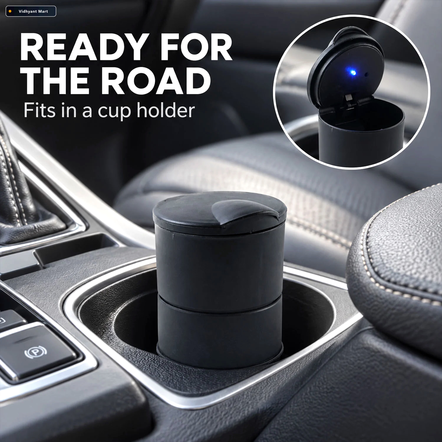 Vidhyant Mart Car Ashtray With Led Light And Lid For Cup Holder 1
