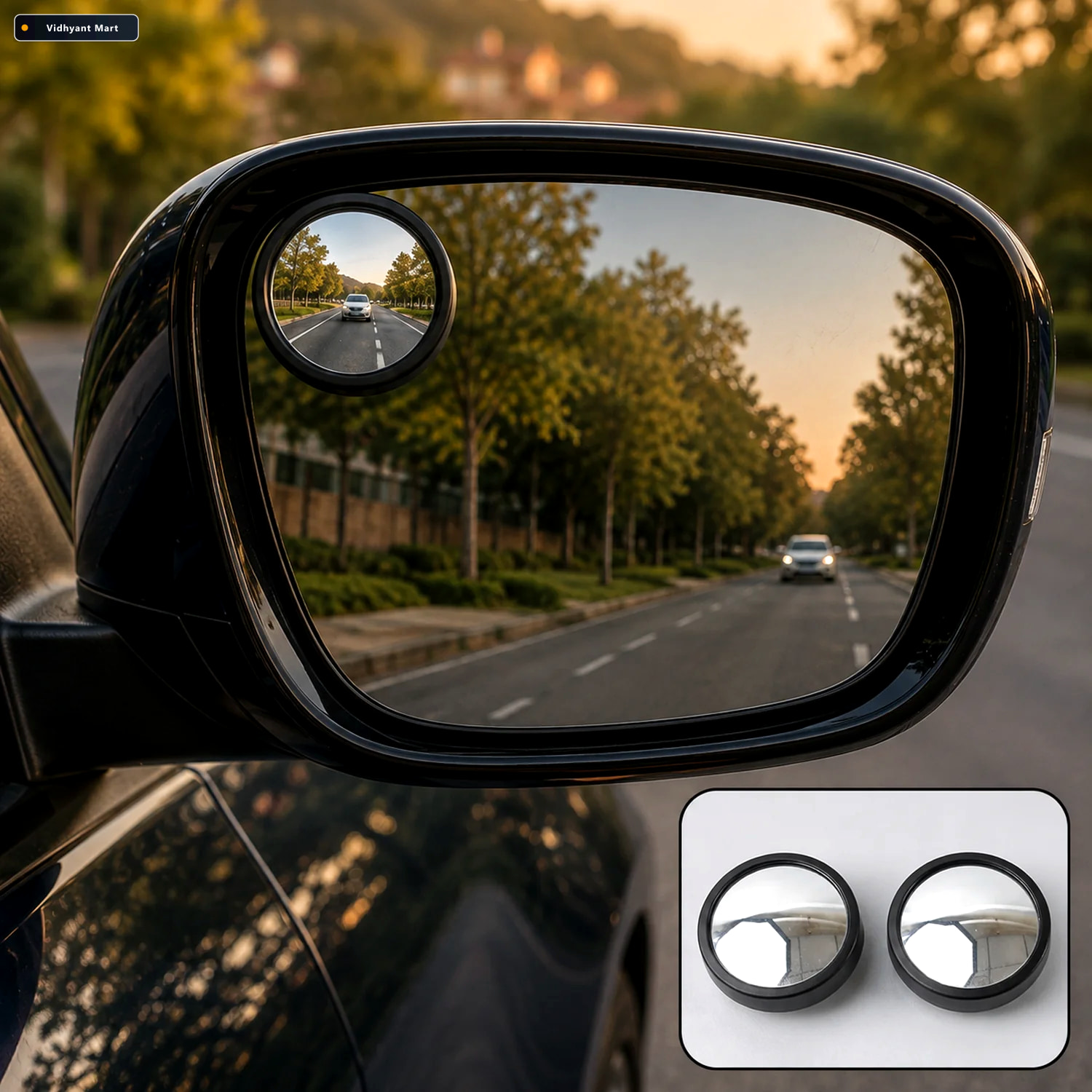 Vidhyant Mart Car Blind Spot Mirror Hd Convex Frameless 2 Pack V 1