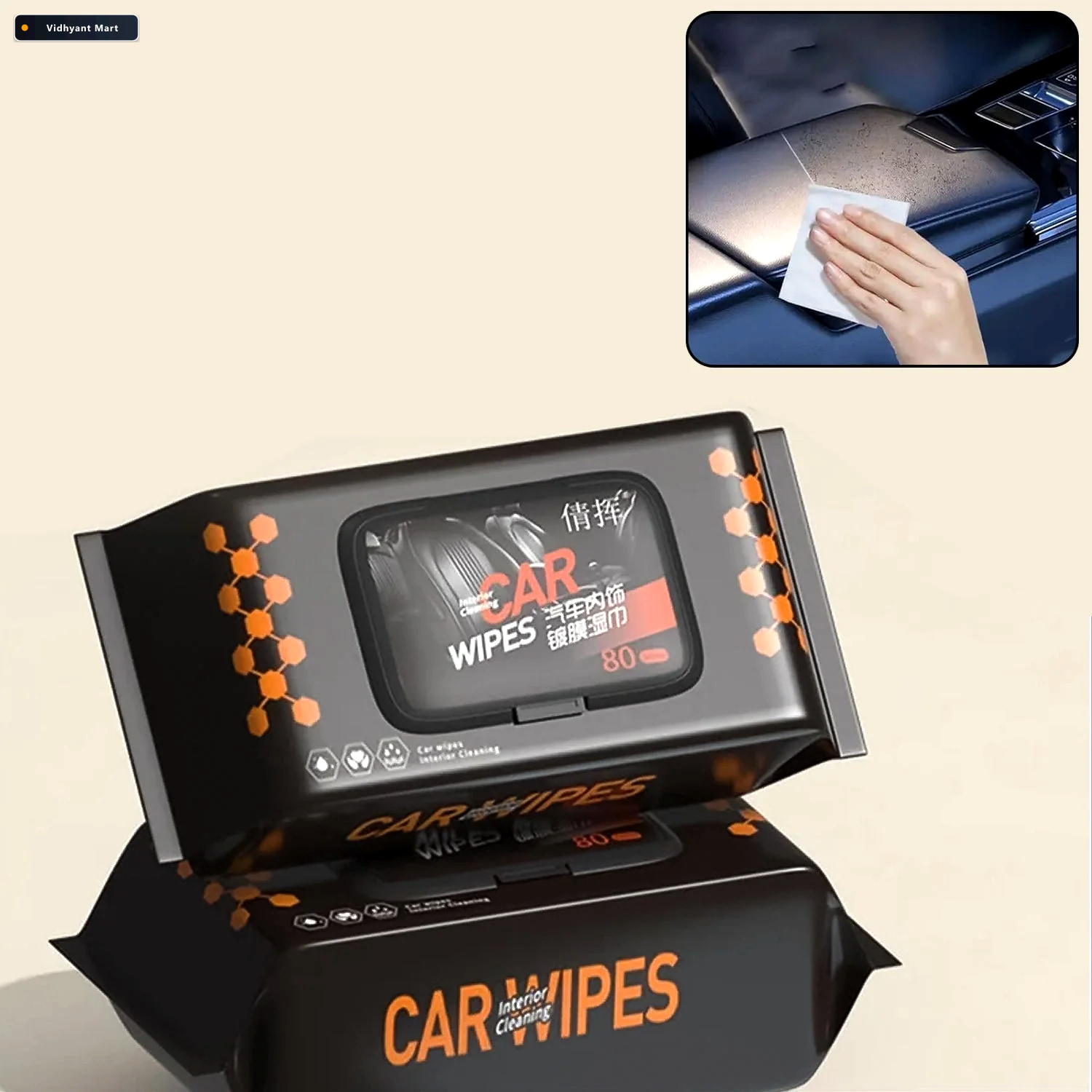 Vidhyant Mart Car Cleaning Wipes Dashboard Interior Polish 80 Pc 2