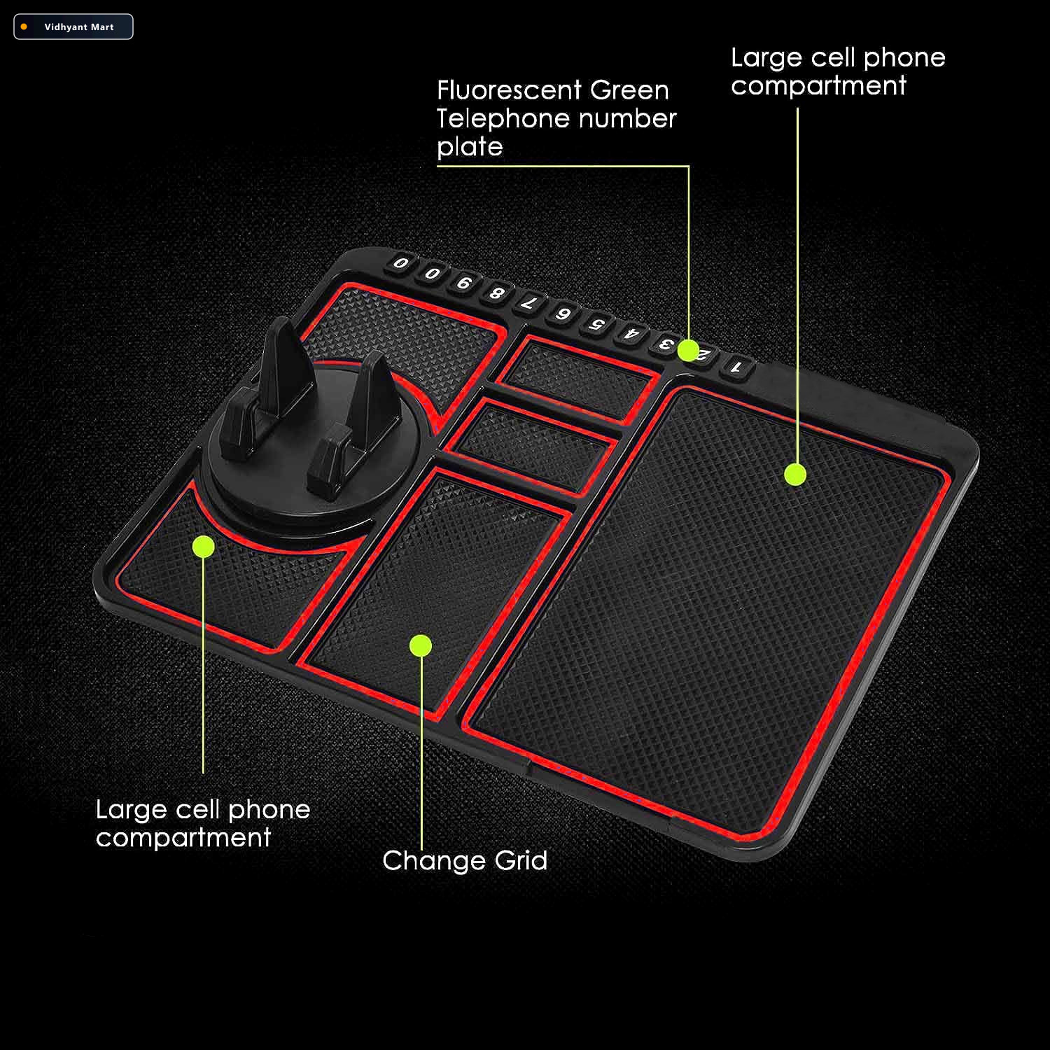 Vidhyant Mart Car Dashboard Mat Non Slip Phone Holder For Secure 2