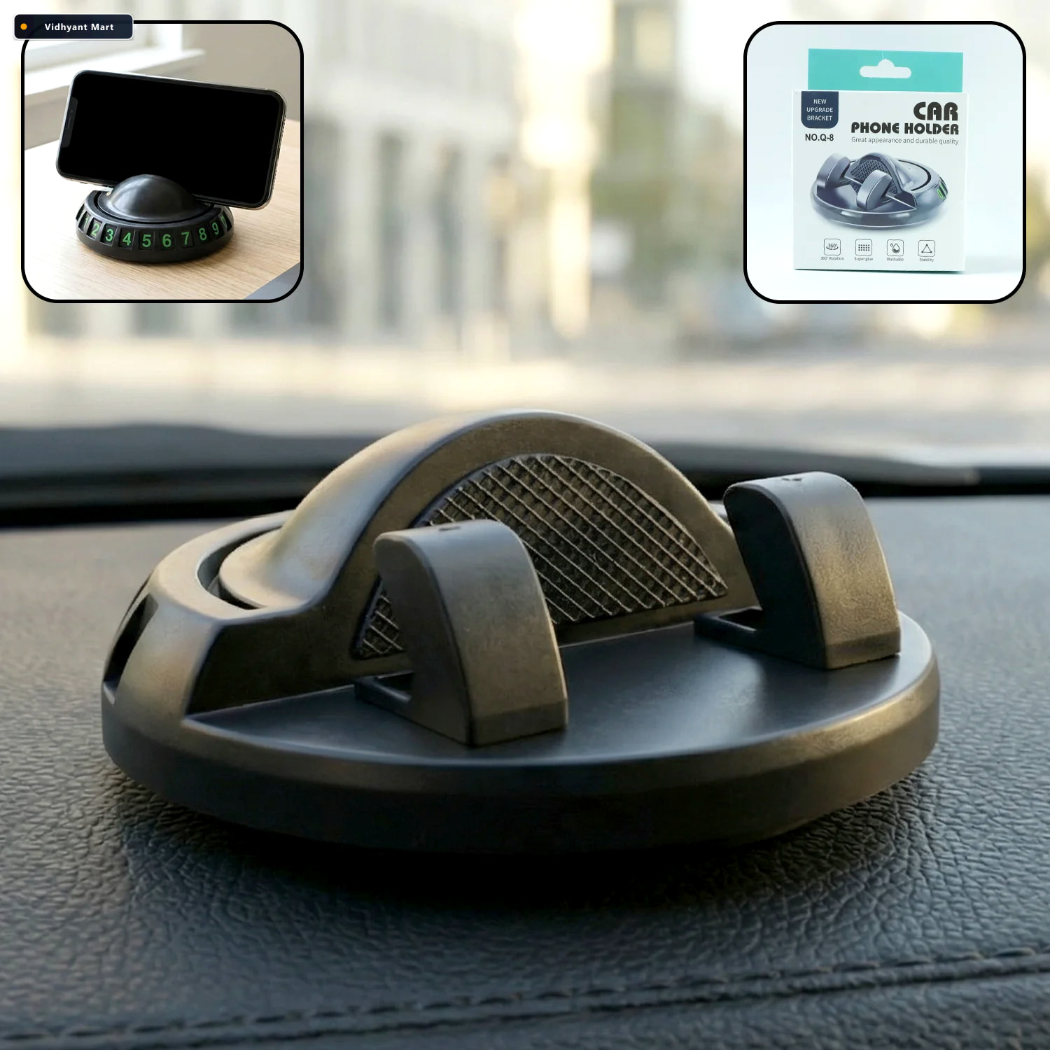 Vidhyant Mart Car Dashboard Phone Holder 360 Rotating Anti Slip 1