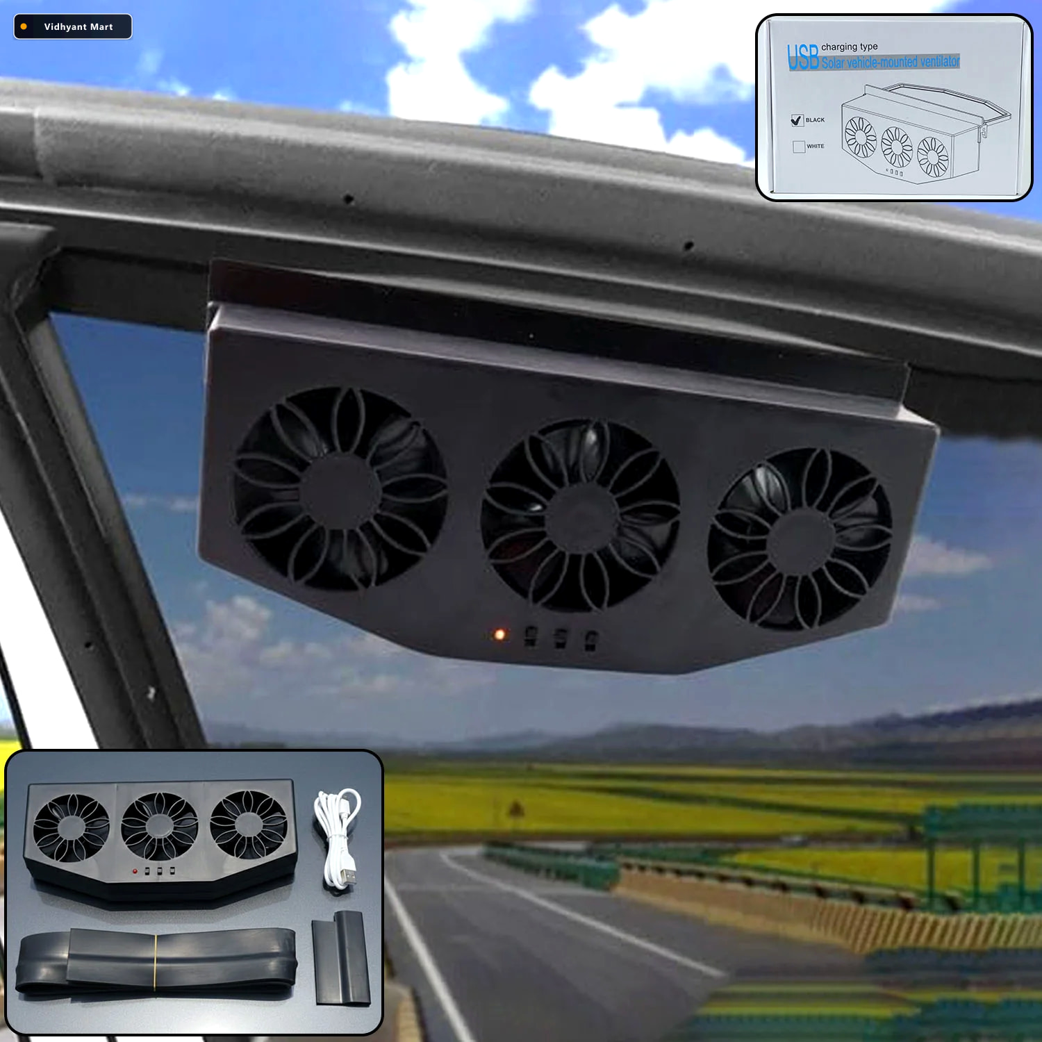 Vidhyant Mart Car Exhaust Ventilation System Triple Fan Plug Pla 1