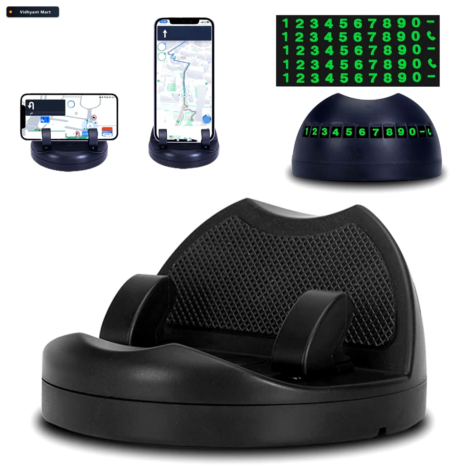 Vidhyant Mart Car Phone Holder 2 In 1 Anti Slip Dashboard Mount 1