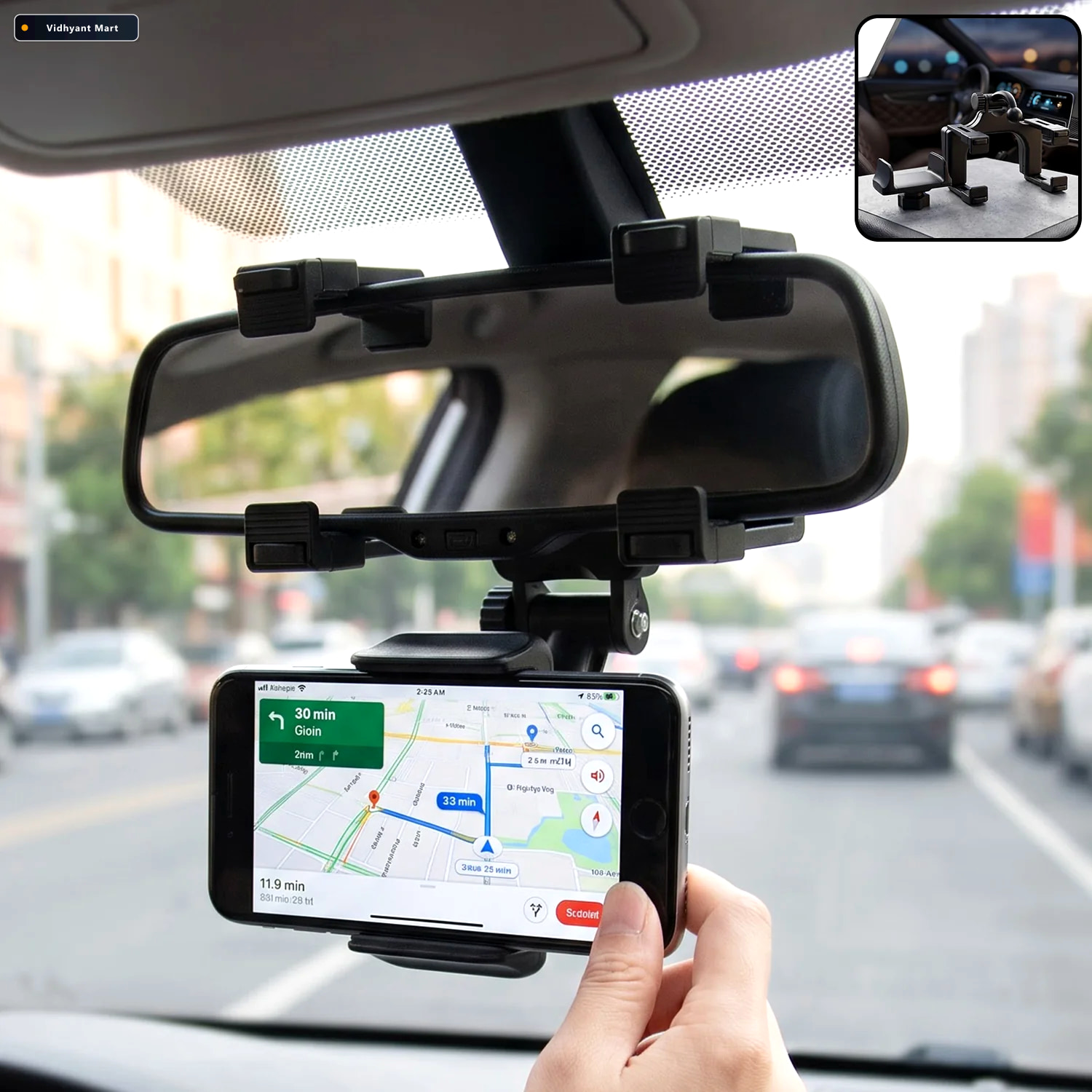 Vidhyant Mart Car Rear View Mobile Holder Universal Phone Mount 1