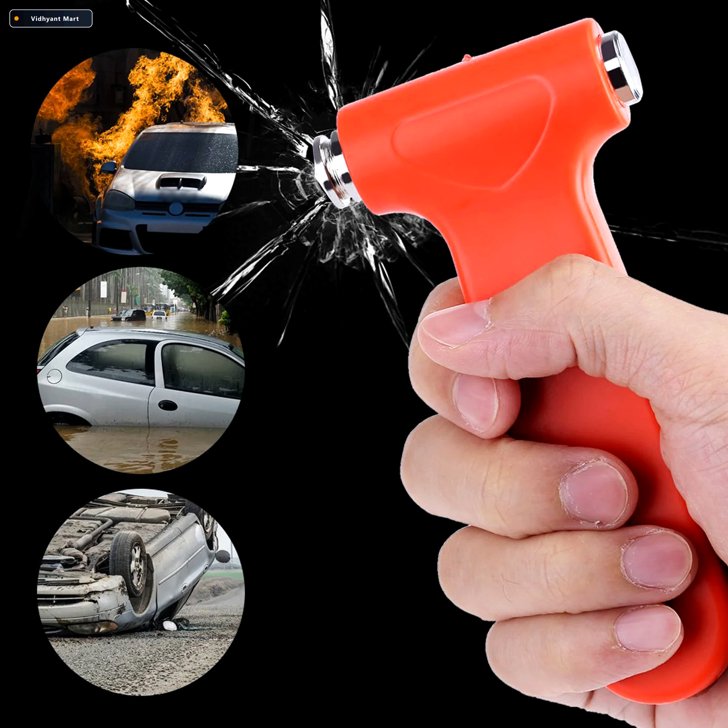 Vidhyant Mart Car Safety Hammer Emergency Window Breaker Cutter 1
