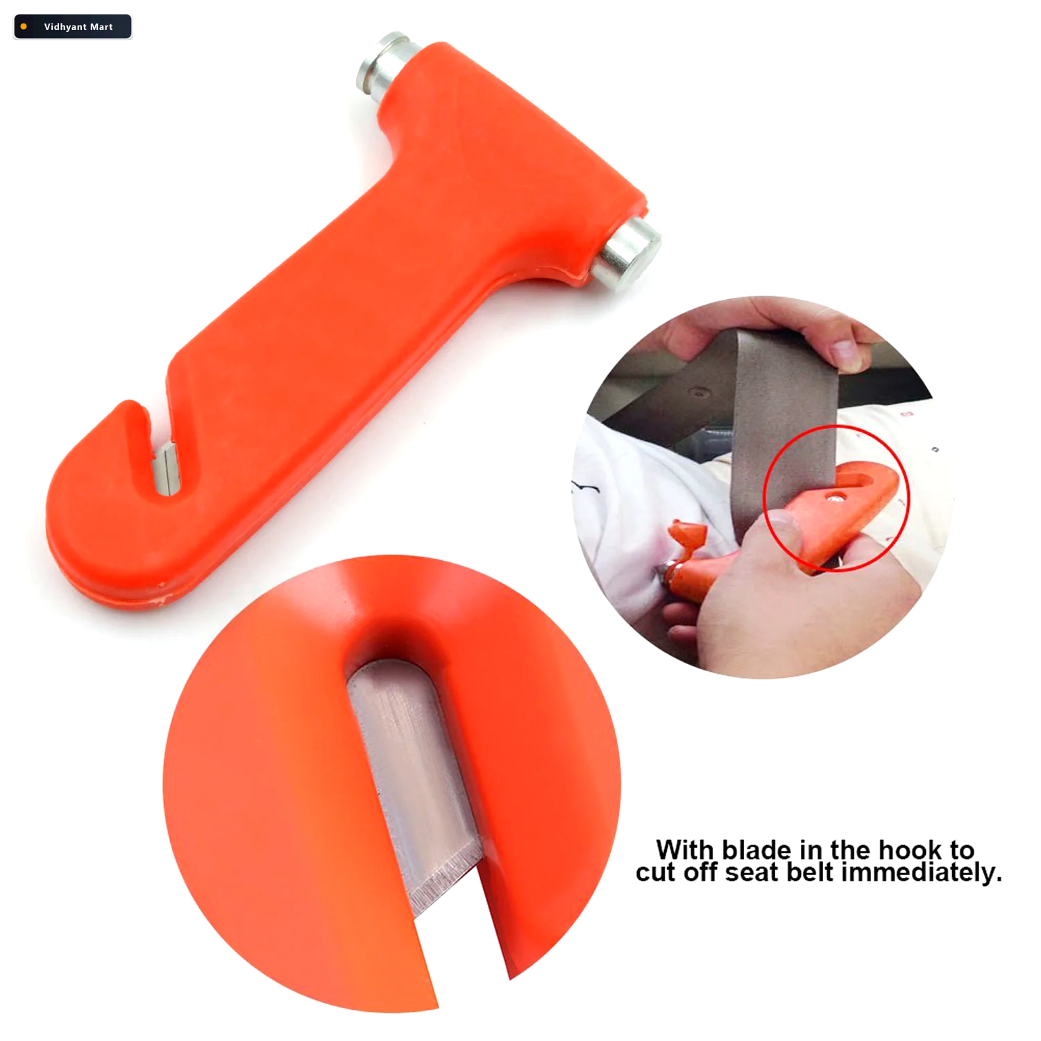 Vidhyant Mart Car Safety Hammer Emergency Window Breaker Cutter 2
